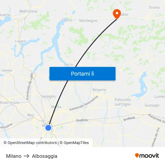 Milano to Albosaggia map
