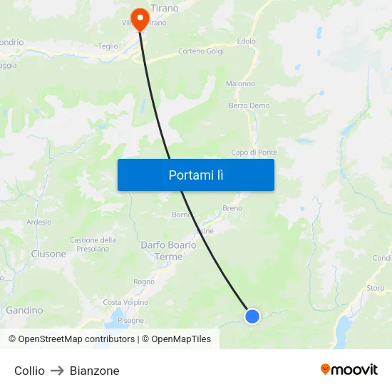 Collio to Bianzone map