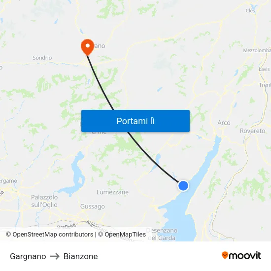 Gargnano to Bianzone map