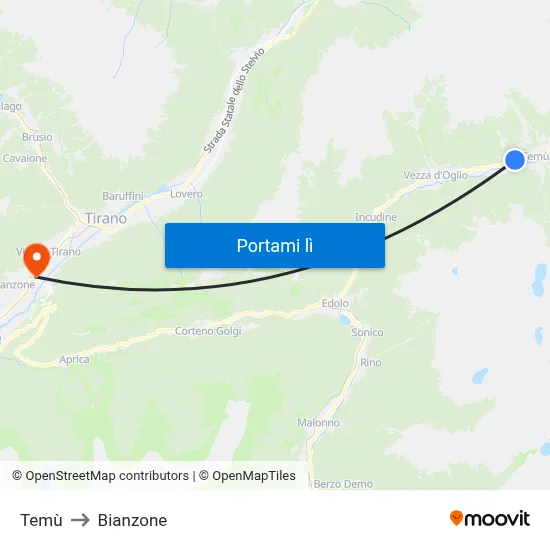 Temù to Bianzone map