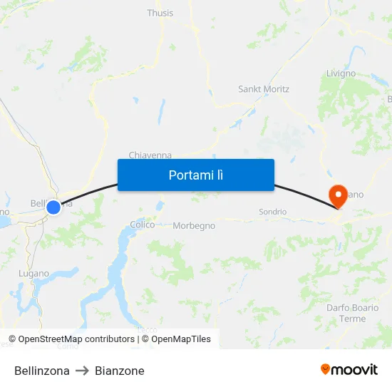 Bellinzona to Bianzone map
