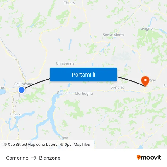 Camorino to Bianzone map