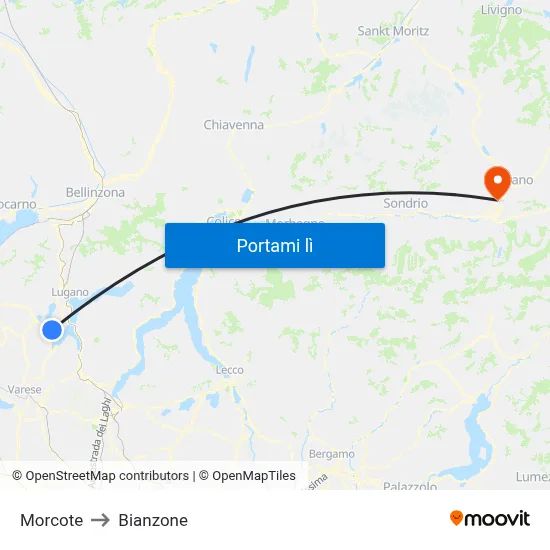 Morcote to Bianzone map