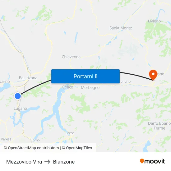 Mezzovico-Vira to Bianzone map