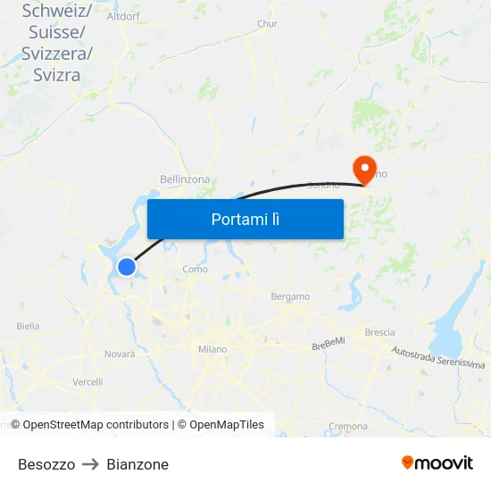 Besozzo to Bianzone map