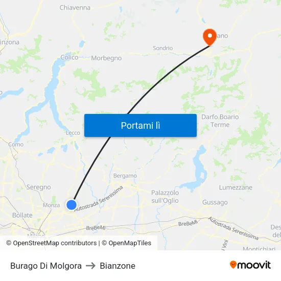 Burago Di Molgora to Bianzone map