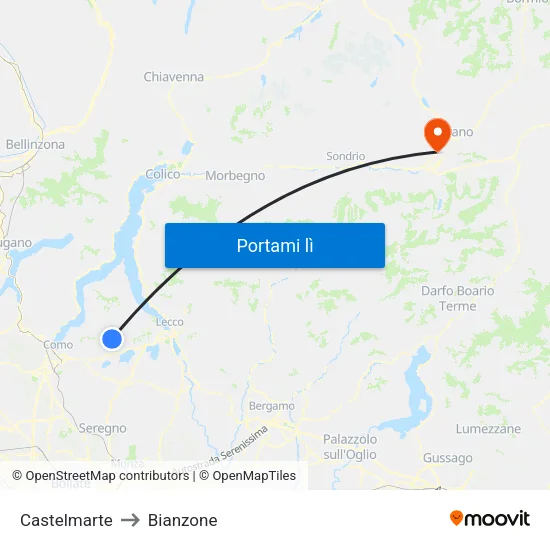 Castelmarte to Bianzone map