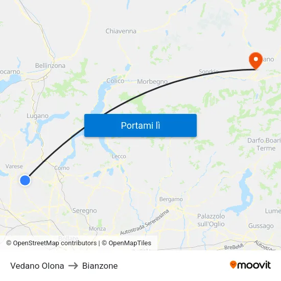 Vedano Olona to Bianzone map