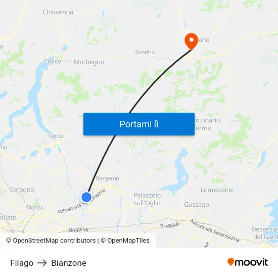 Filago to Bianzone map