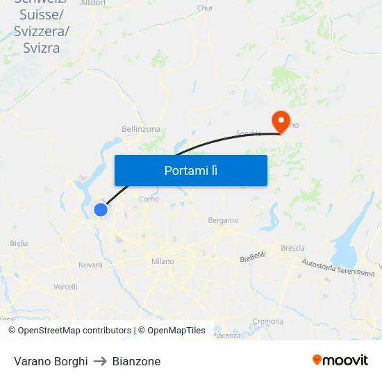 Varano Borghi to Bianzone map