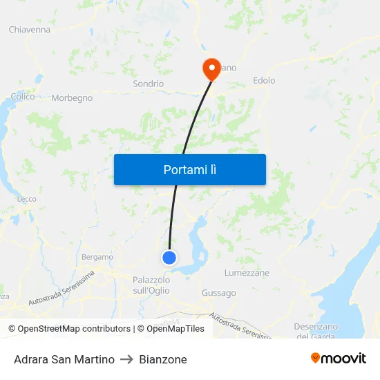 Adrara San Martino to Bianzone map