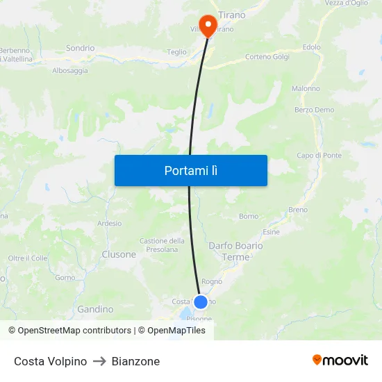 Costa Volpino to Bianzone map