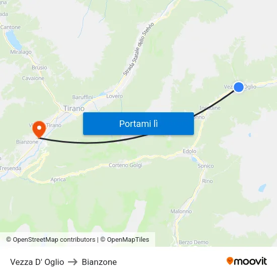 Vezza D' Oglio to Bianzone map