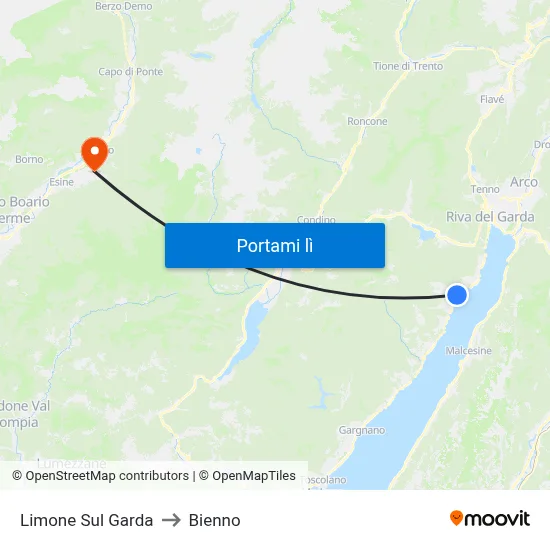 Limone Sul Garda to Bienno map