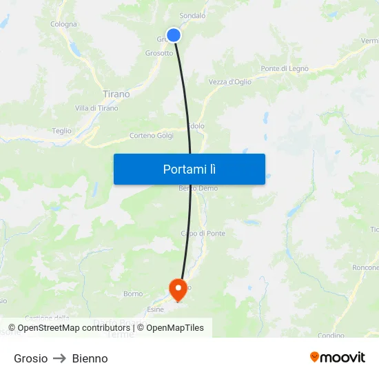 Grosio to Bienno map