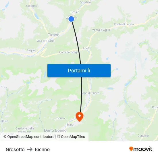 Grosotto to Bienno map