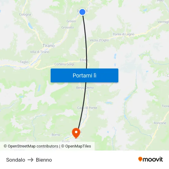 Sondalo to Bienno map