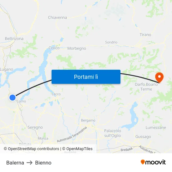 Balerna to Bienno map