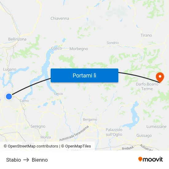 Stabio to Bienno map