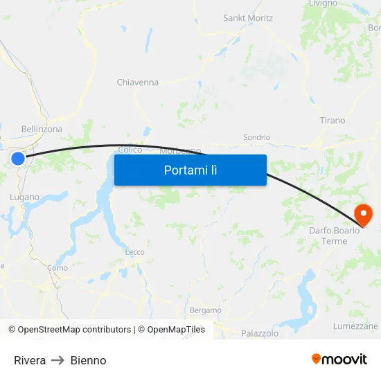 Rivera to Bienno map