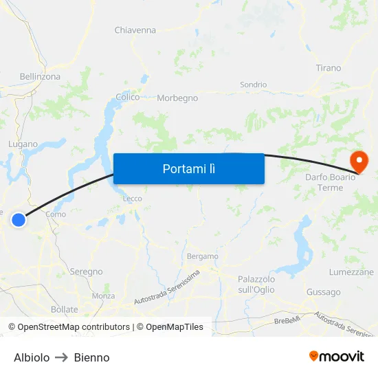 Albiolo to Bienno map