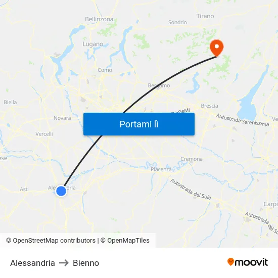 Alessandria to Bienno map