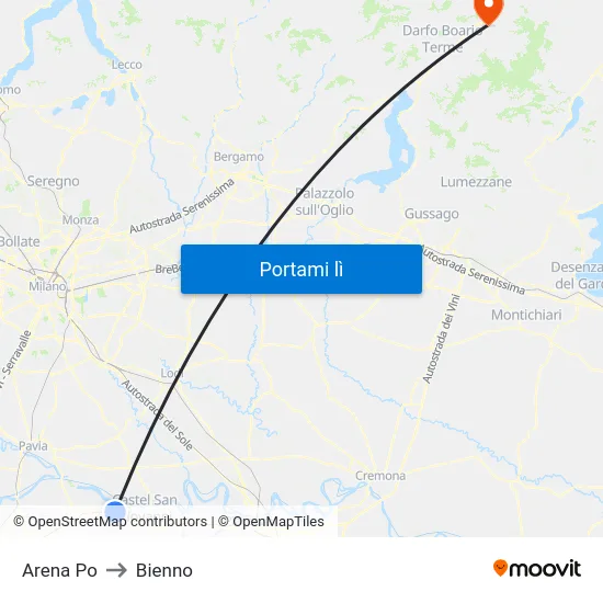 Arena Po to Bienno map