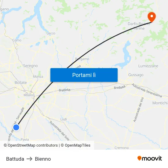 Battuda to Bienno map