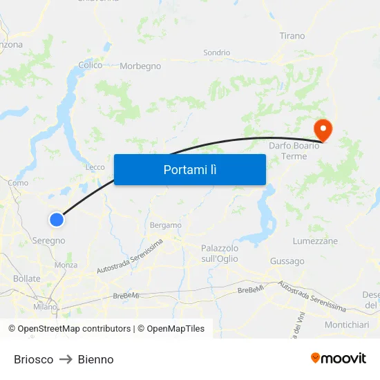 Briosco to Bienno map