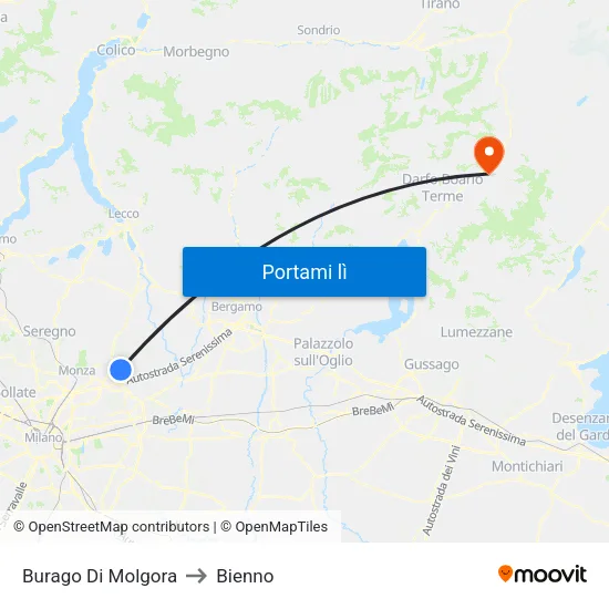 Burago Di Molgora to Bienno map
