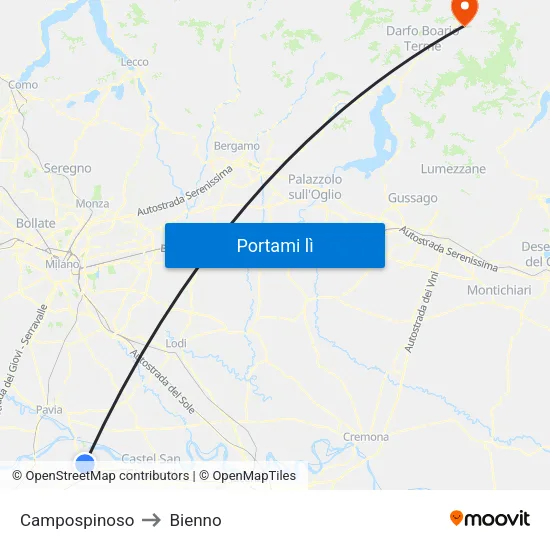 Campospinoso to Bienno map