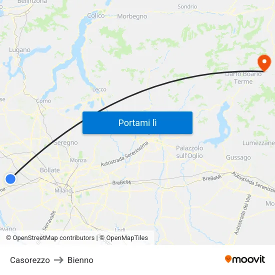 Casorezzo to Bienno map