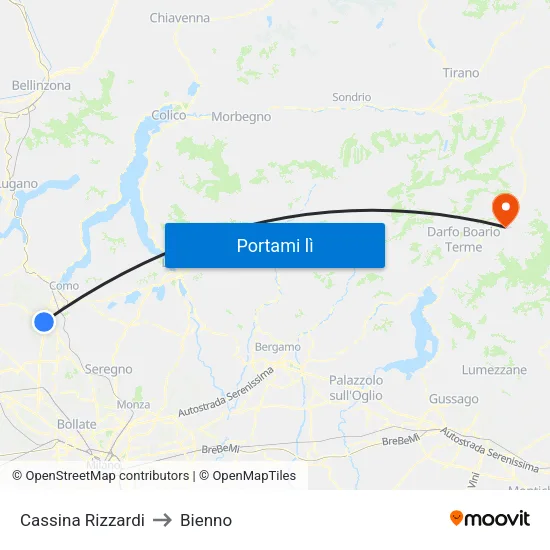 Cassina Rizzardi to Bienno map