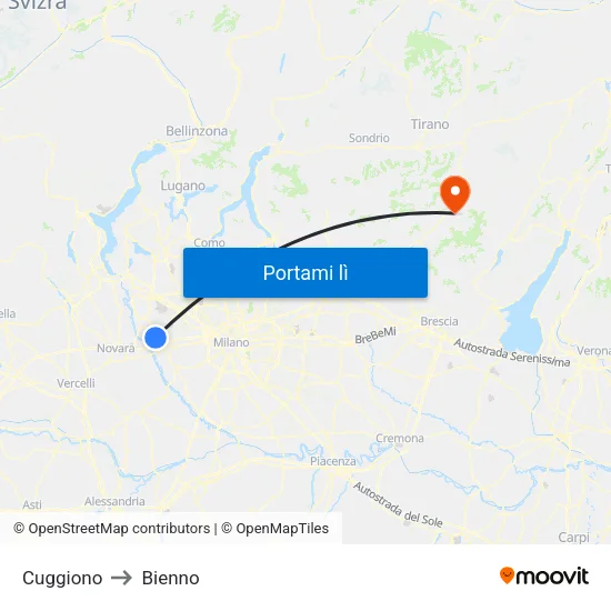 Cuggiono to Bienno map