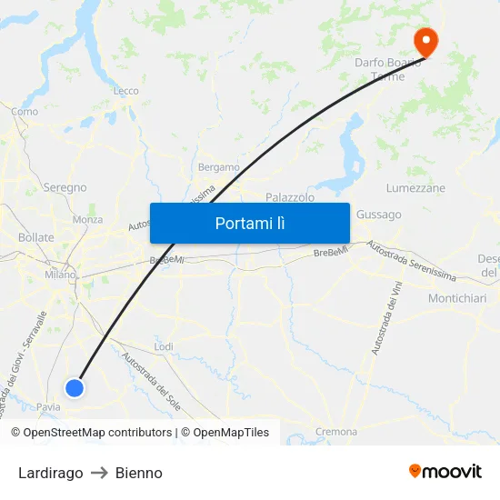 Lardirago to Bienno map