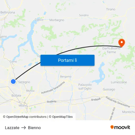 Lazzate to Bienno map