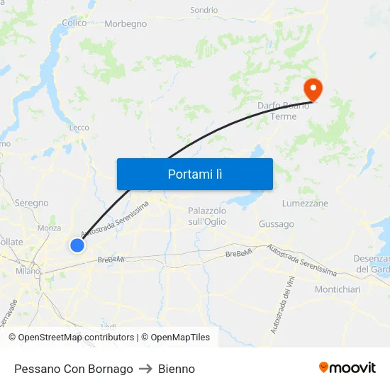 Pessano Con Bornago to Bienno map