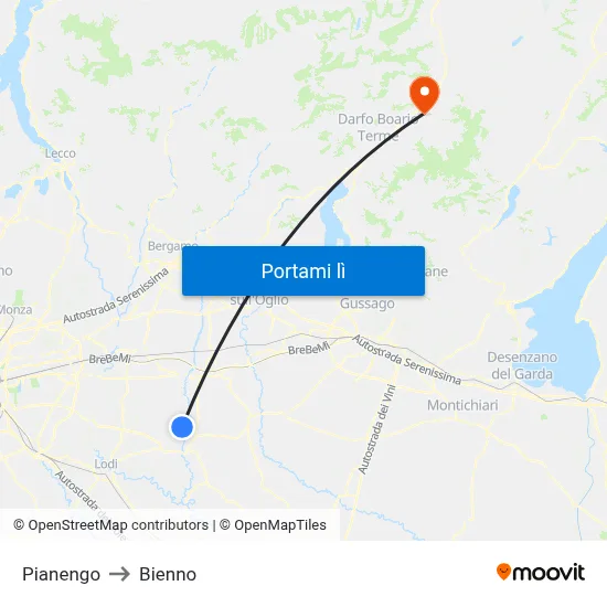 Pianengo to Bienno map