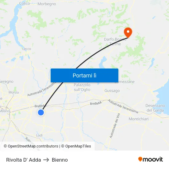 Rivolta D' Adda to Bienno map