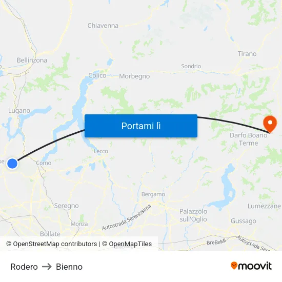 Rodero to Bienno map