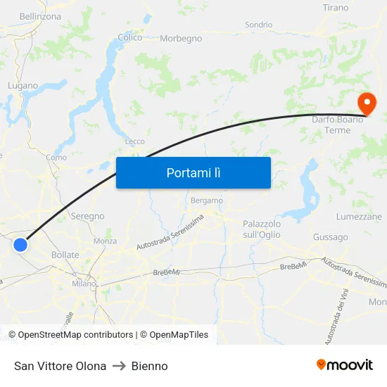 San Vittore Olona to Bienno map