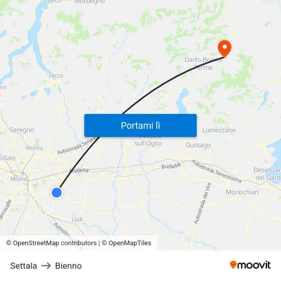 Settala to Bienno map