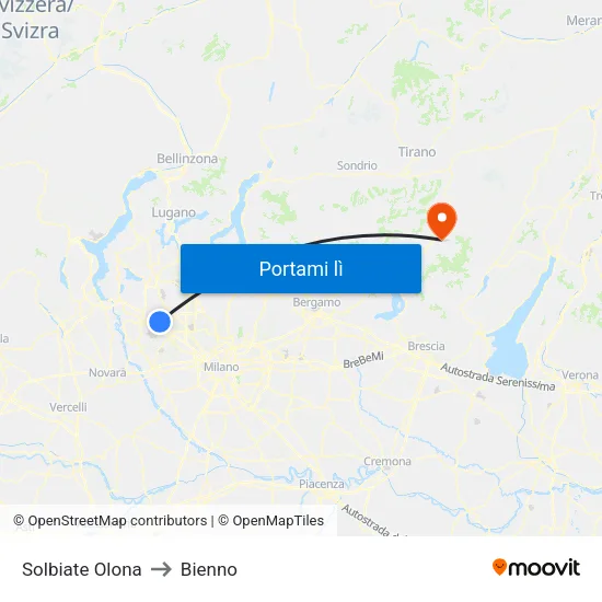 Solbiate Olona to Bienno map
