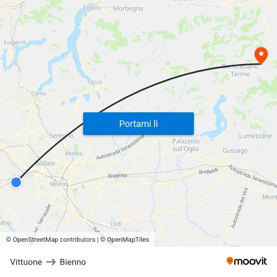 Vittuone to Bienno map