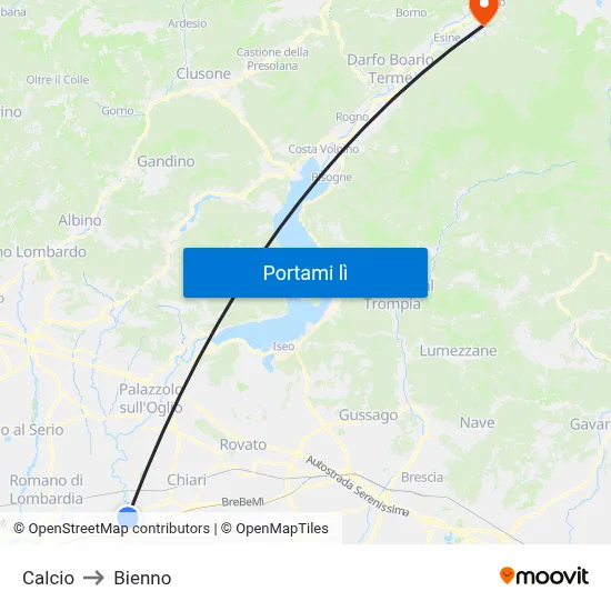 Calcio to Bienno map