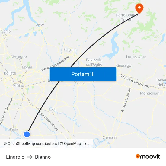 Linarolo to Bienno map