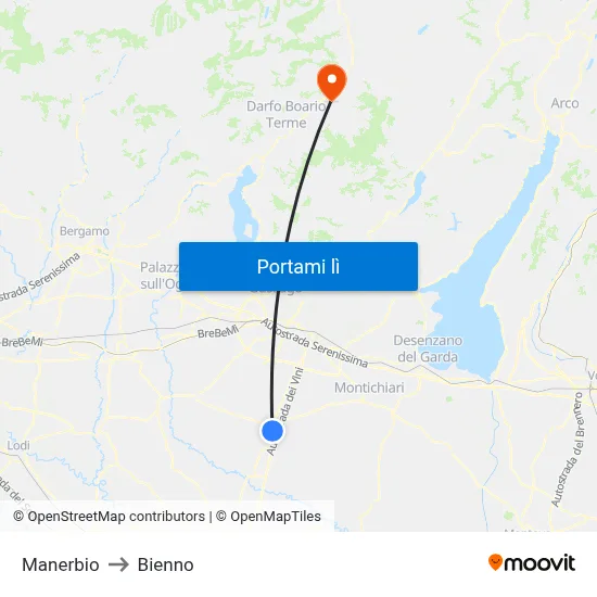 Manerbio to Bienno map