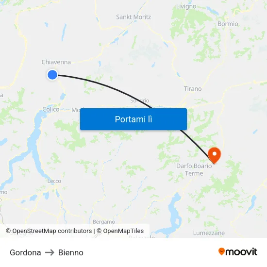 Gordona to Bienno map