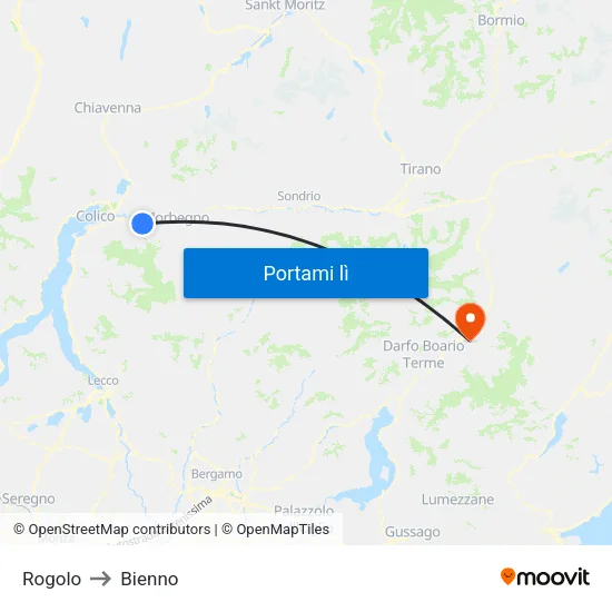 Rogolo to Bienno map