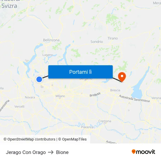 Jerago Con Orago to Bione map